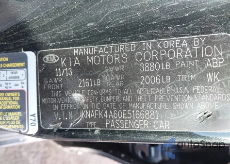 2014 Kia Forte Lx z USA, uszkodzony, nr VIN KNAFK4A60E5166881